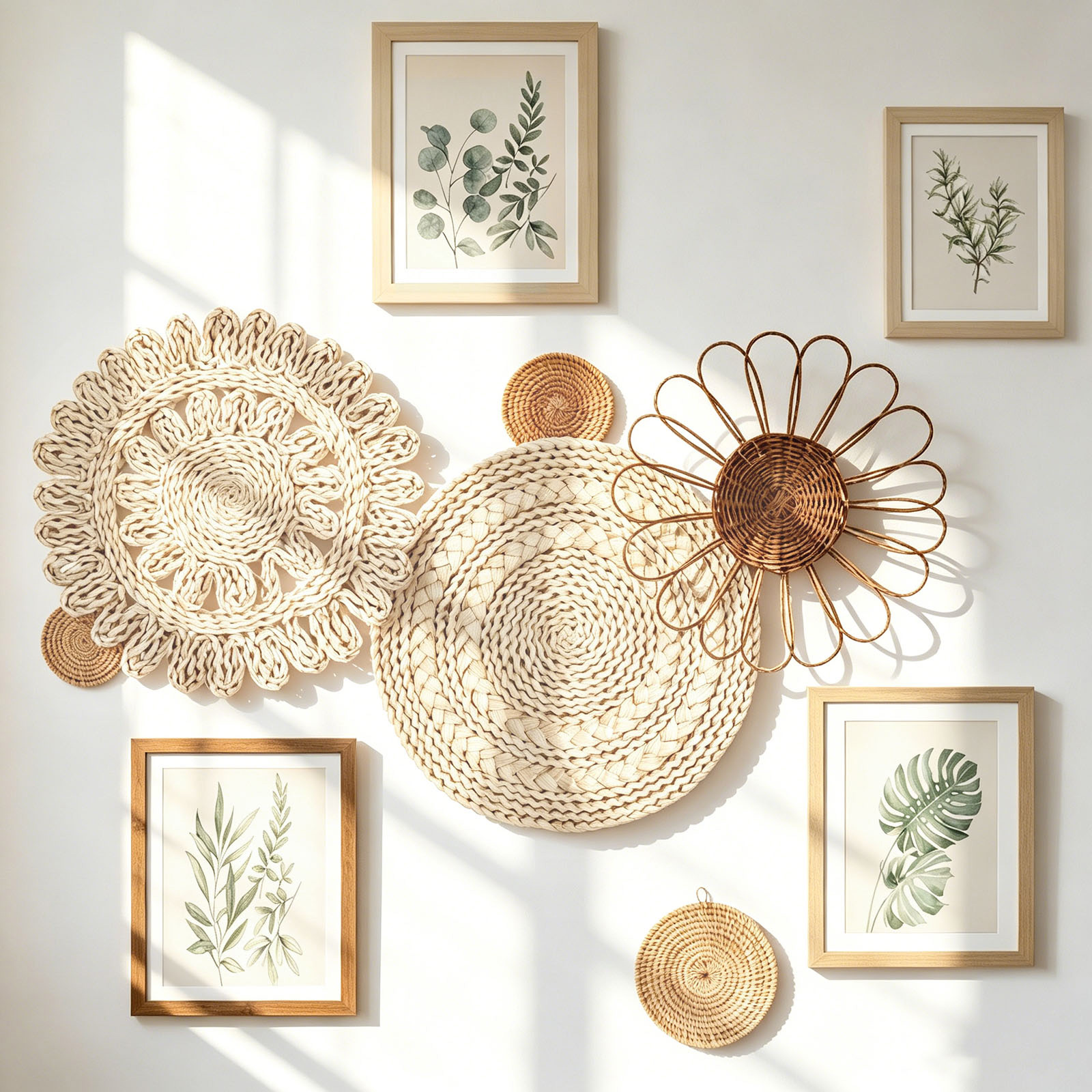 Woven Basket Set - Boho Wall Basket Seagrass Rattan with/no