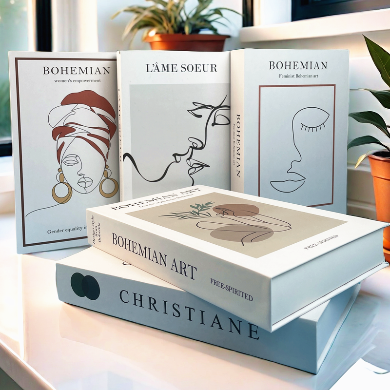 Interior Design Apartment - Boho Monet Decorative Books Luxury Fake