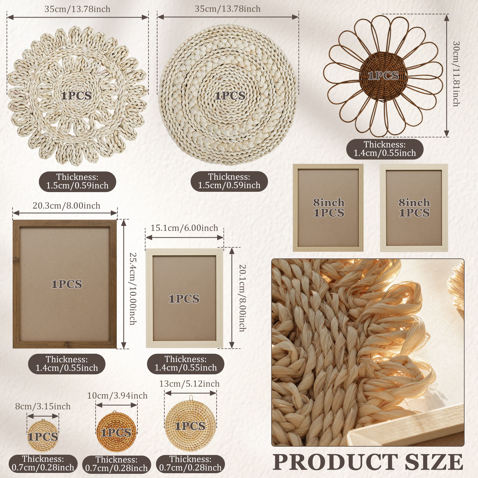 Boho Wall Basket Seagrass Ratt - Woven Basket Set のレビューと価格