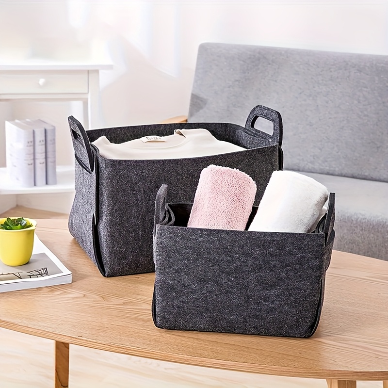 3PCS Felt Storage Bins With Ha - Woven Basket Set のレビューと価格