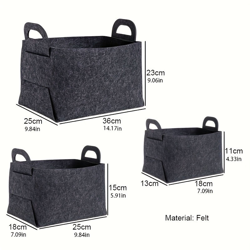 3PCS Felt Storage Bins With Ha - Woven Basket Set のレビューと価格