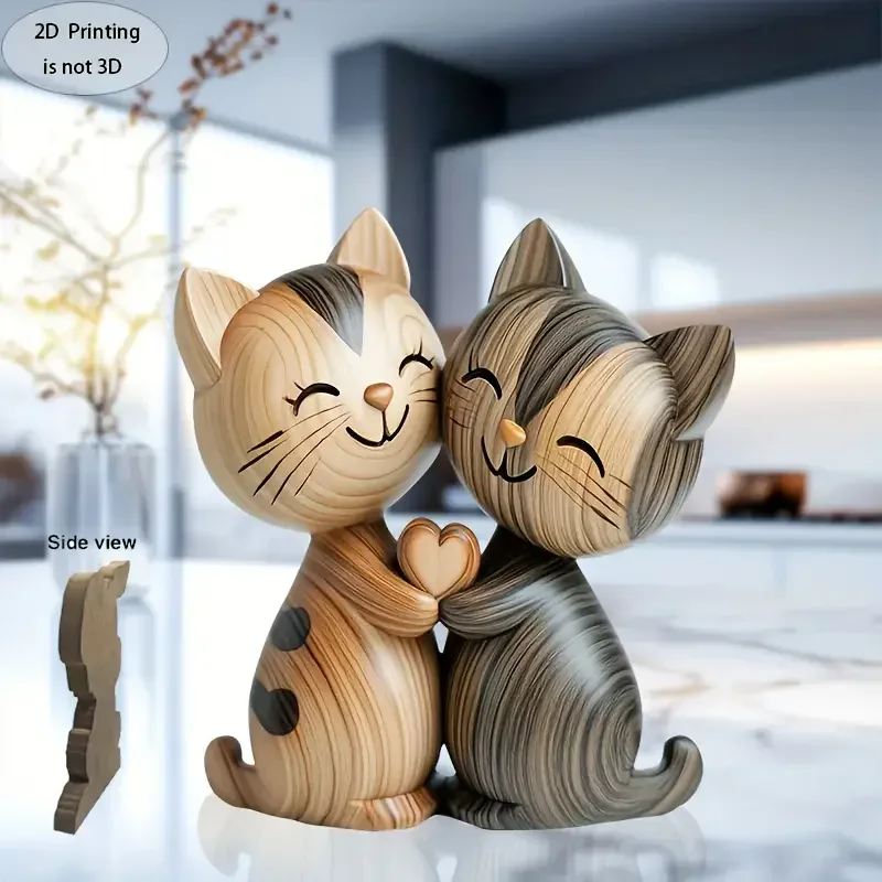 Wooden Kitten Couple Sculpture - Interior Design Apartment のレビューと価格