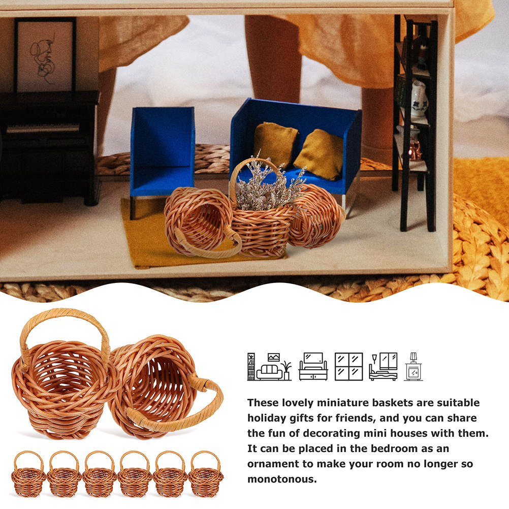 6Pcs Mini Woven Flower Basket  - Woven Basket Set のレビューと価格