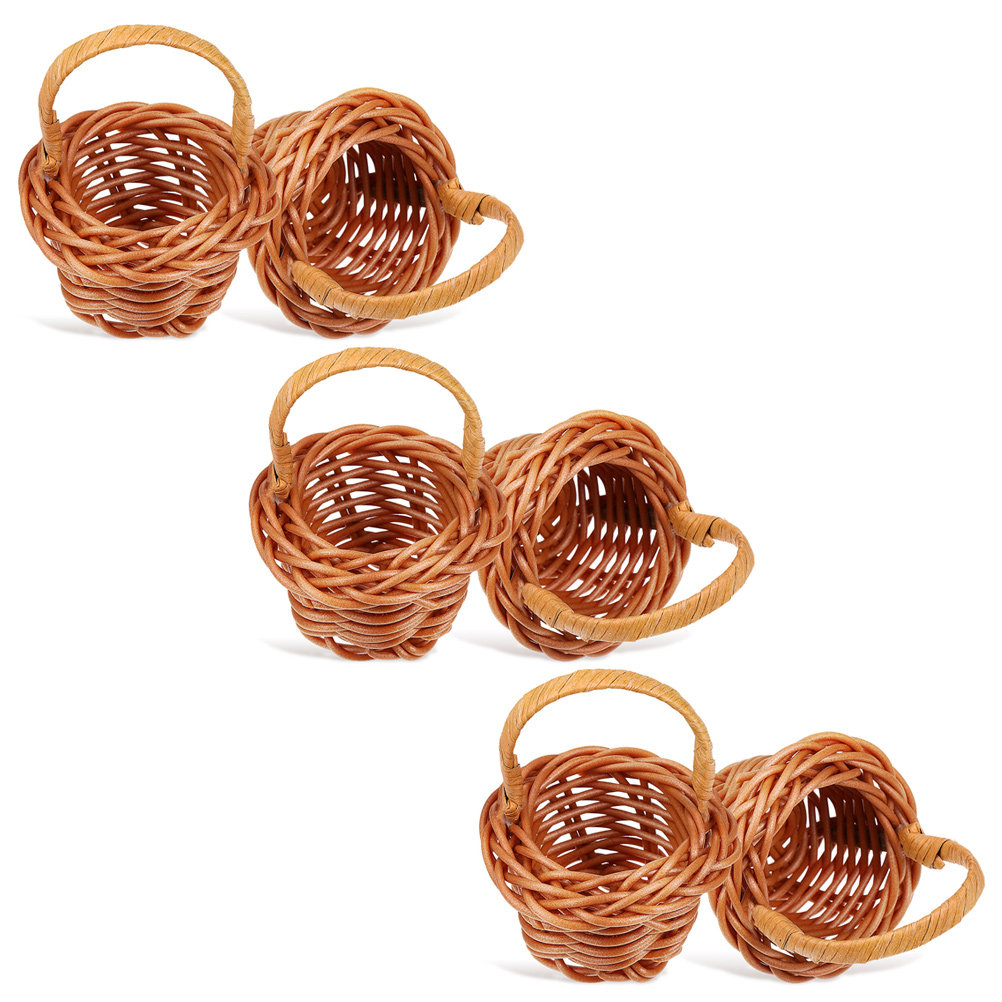 6Pcs Mini Woven Flower Basket  - Woven Basket Set のレビューと価格