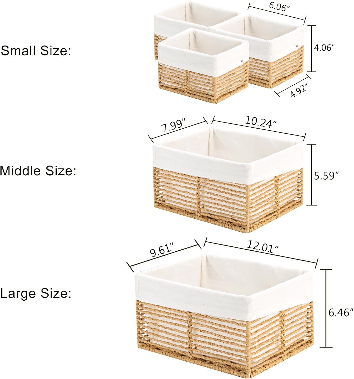 Wicker Storage Baskets Set of  - Woven Basket Set のレビューと価格