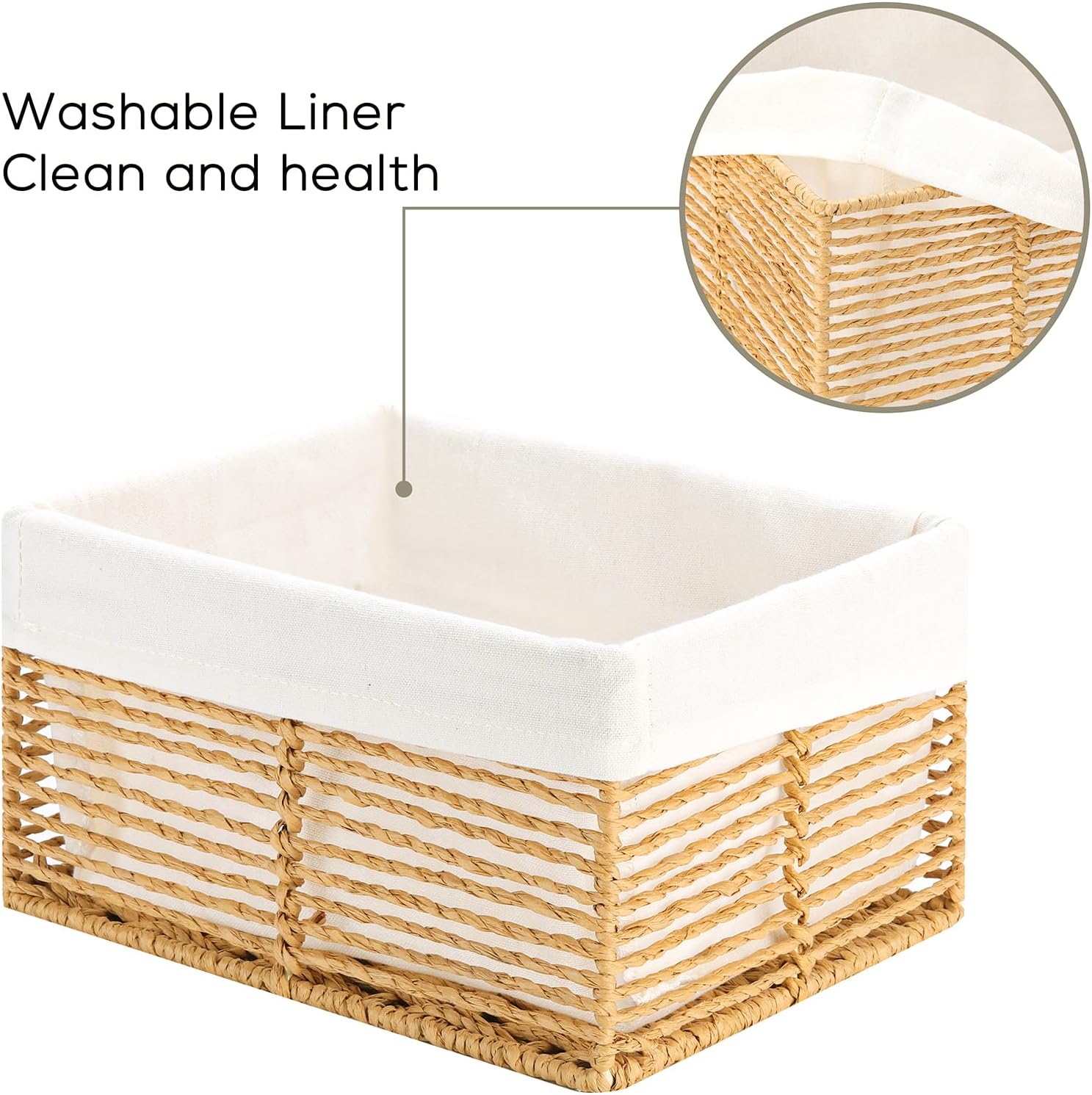 Wicker Storage Baskets Set of  - Woven Basket Set のレビューと価格