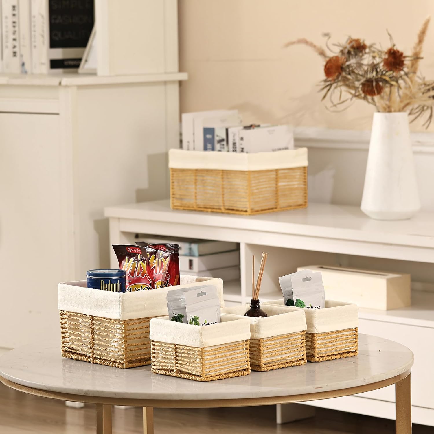 Wicker Storage Baskets Set of  - Woven Basket Set のレビューと価格