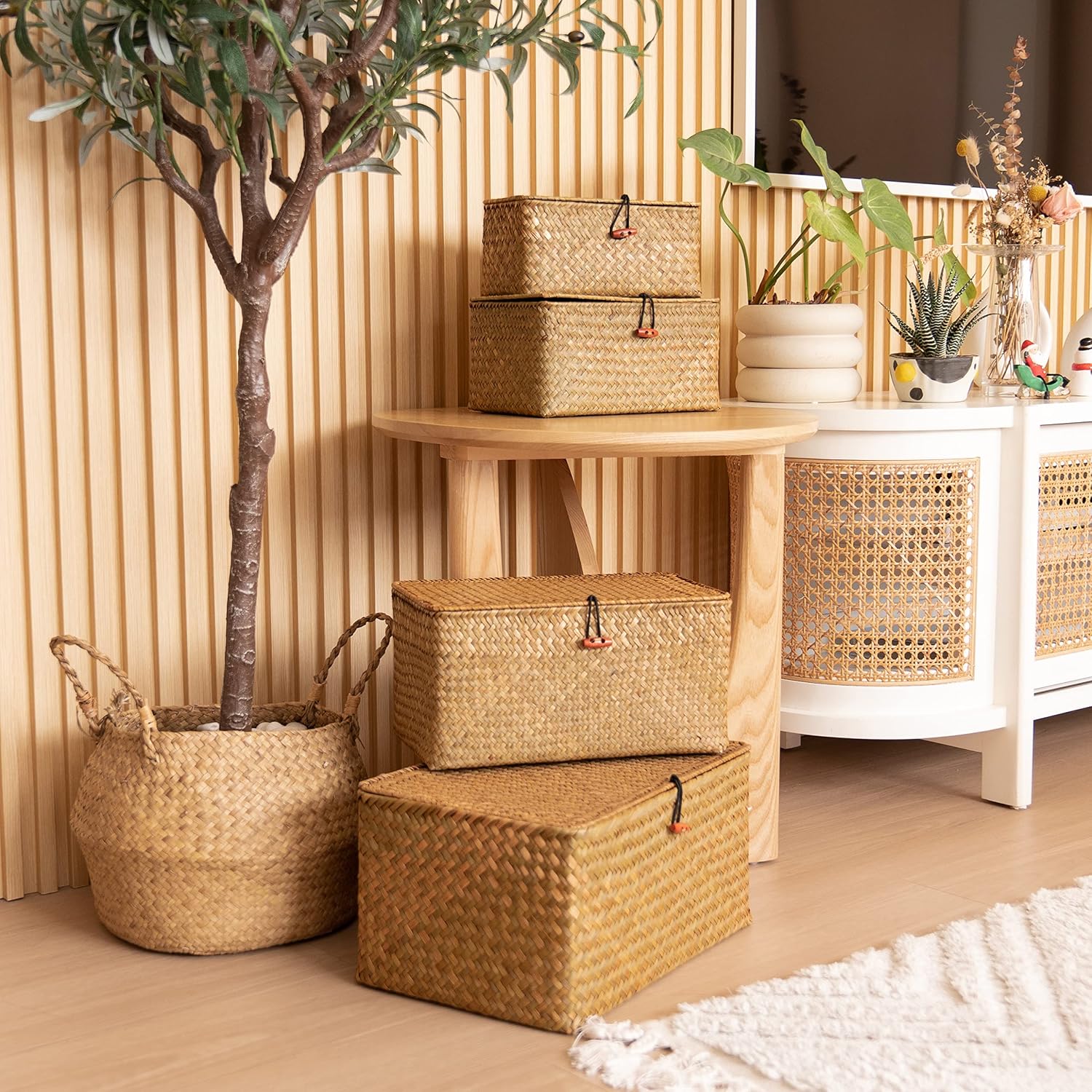 4 Pack Seagrass Storage Basket - Woven Basket Set のレビューと価格