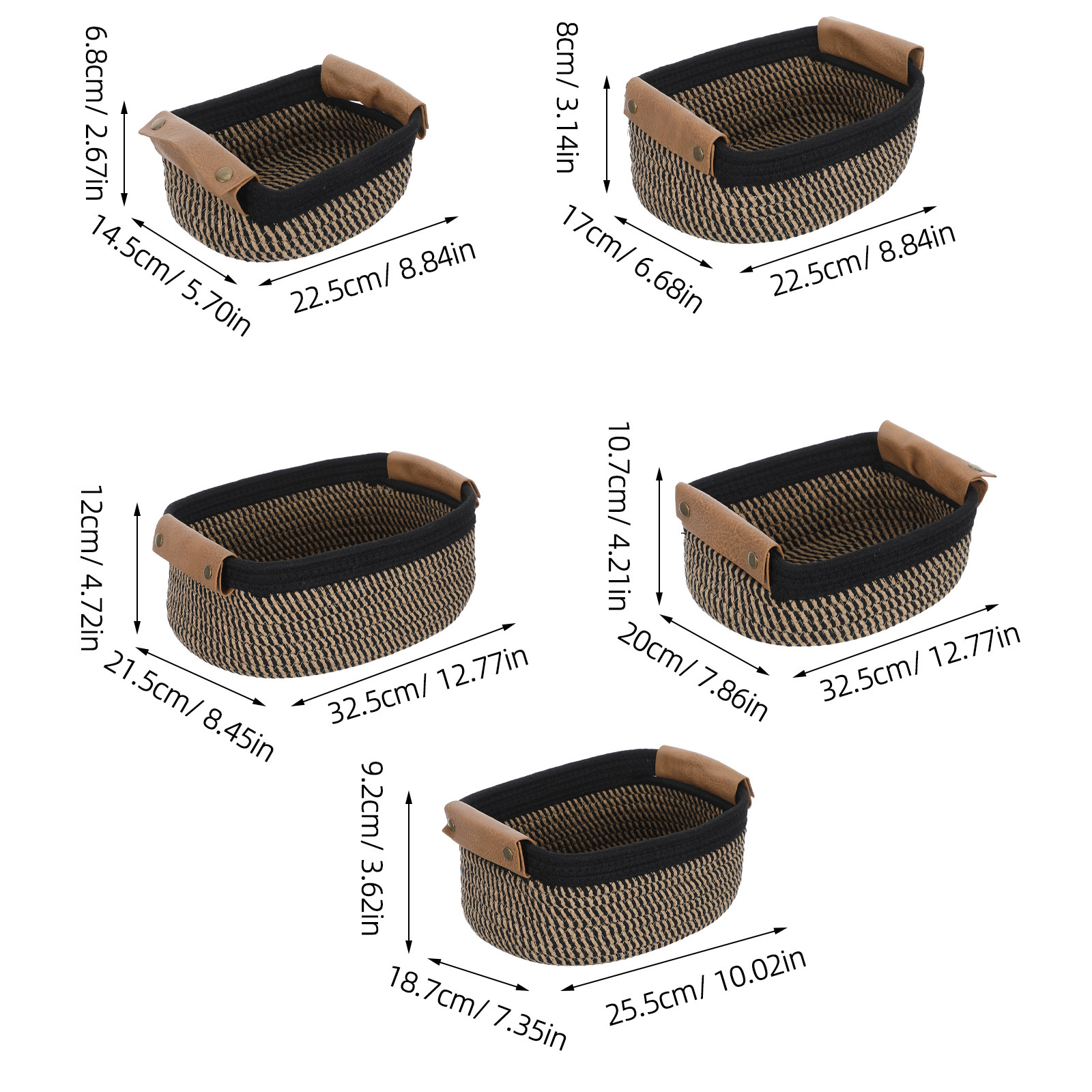 5Pcs Cotton Rope Woven Storage - Woven Basket Set のレビューと価格