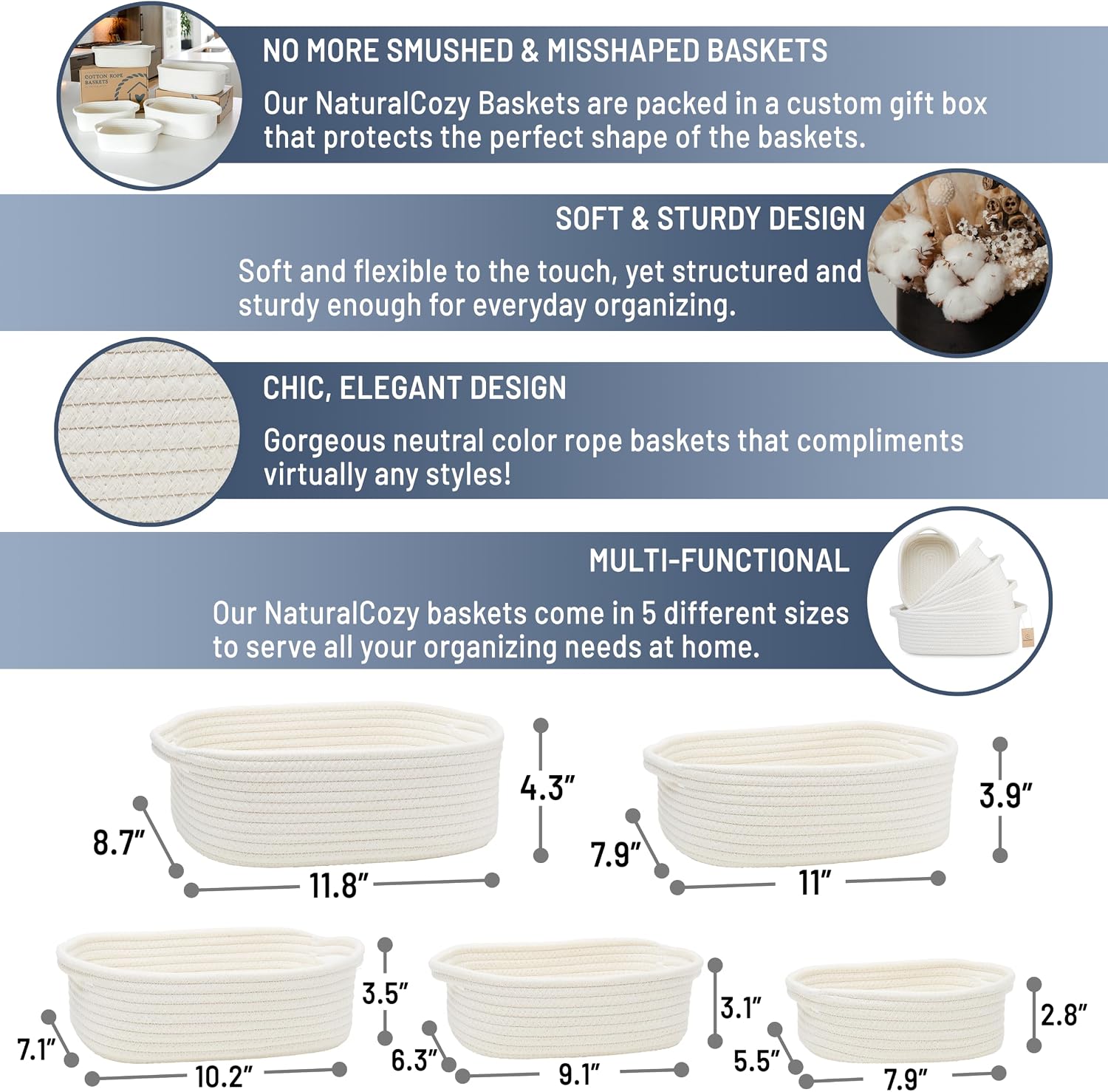 5-Piece Rectangle Storage Bask - Woven Basket Set のレビューと価格