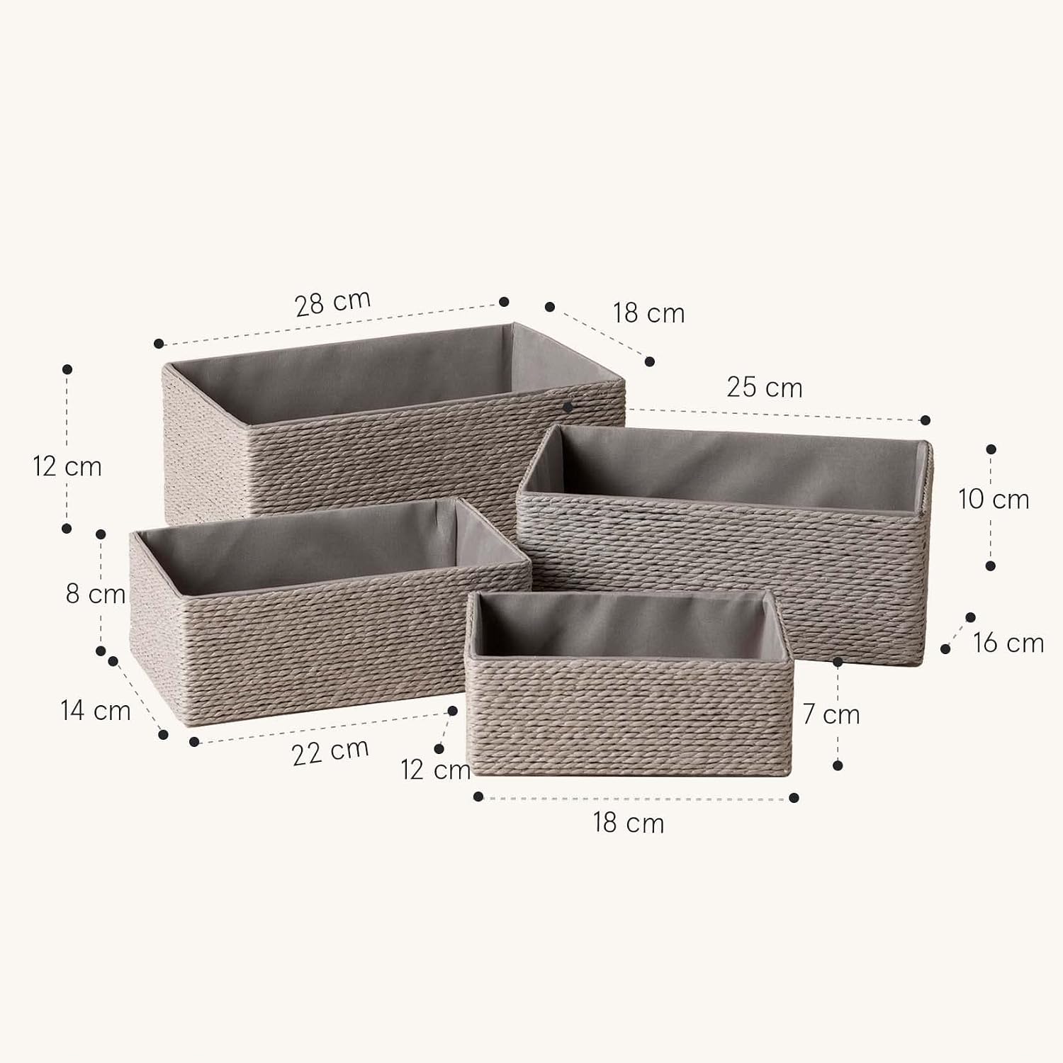 Storage Baskets Set 4 - Stacka - Woven Basket Set のレビューと価格